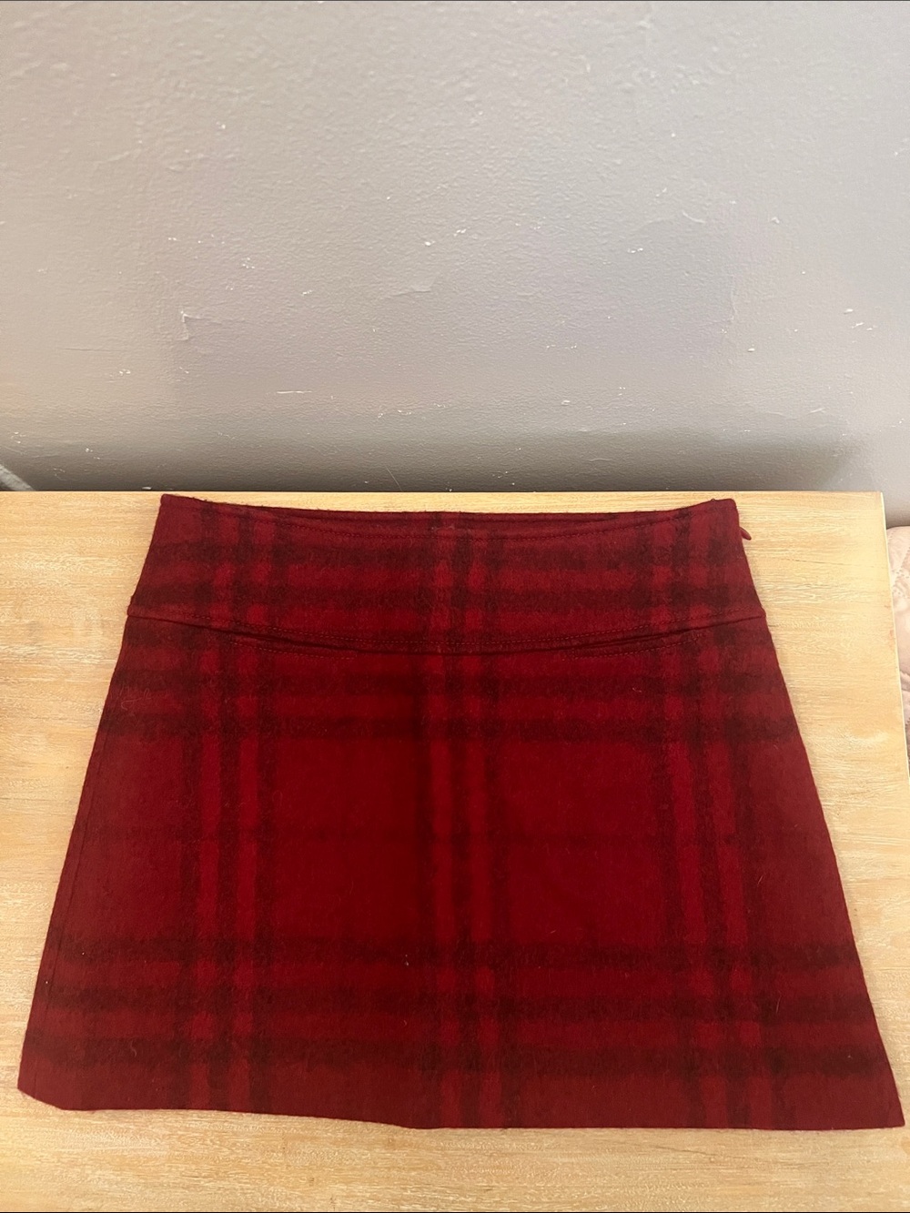 Burberry Wool Red Plaid A-Line Women's Skirt